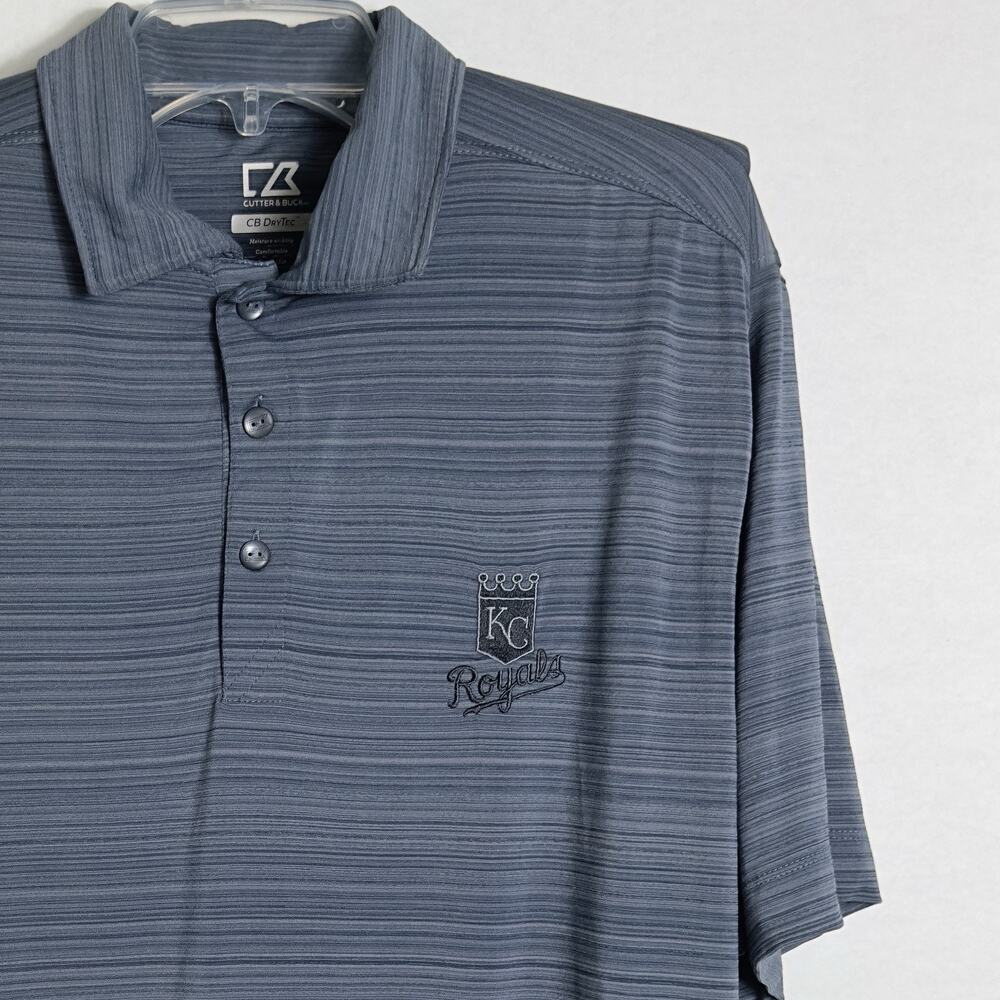 Cutter & Buck Kansas City Royals CB DryTec Golf Polo Shirt Men’s M Blue Stripe